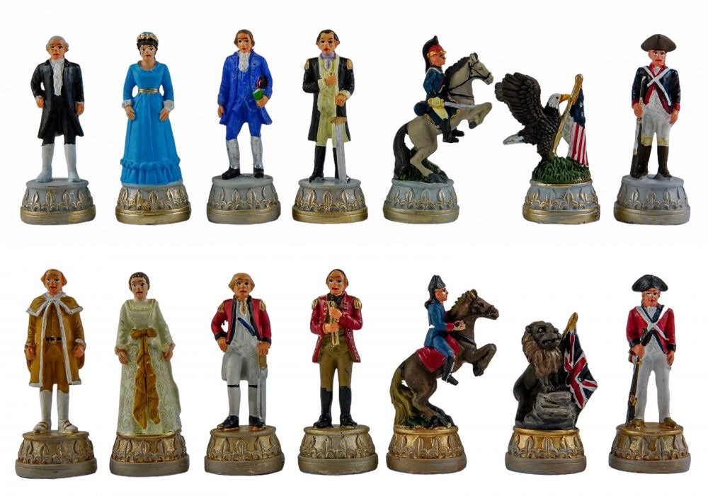 American War of Independence Hand-Painted Chessmen – Museum-Quality Resin Figurines