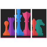 Chess warriors - colorful 3 piece canvas wall art