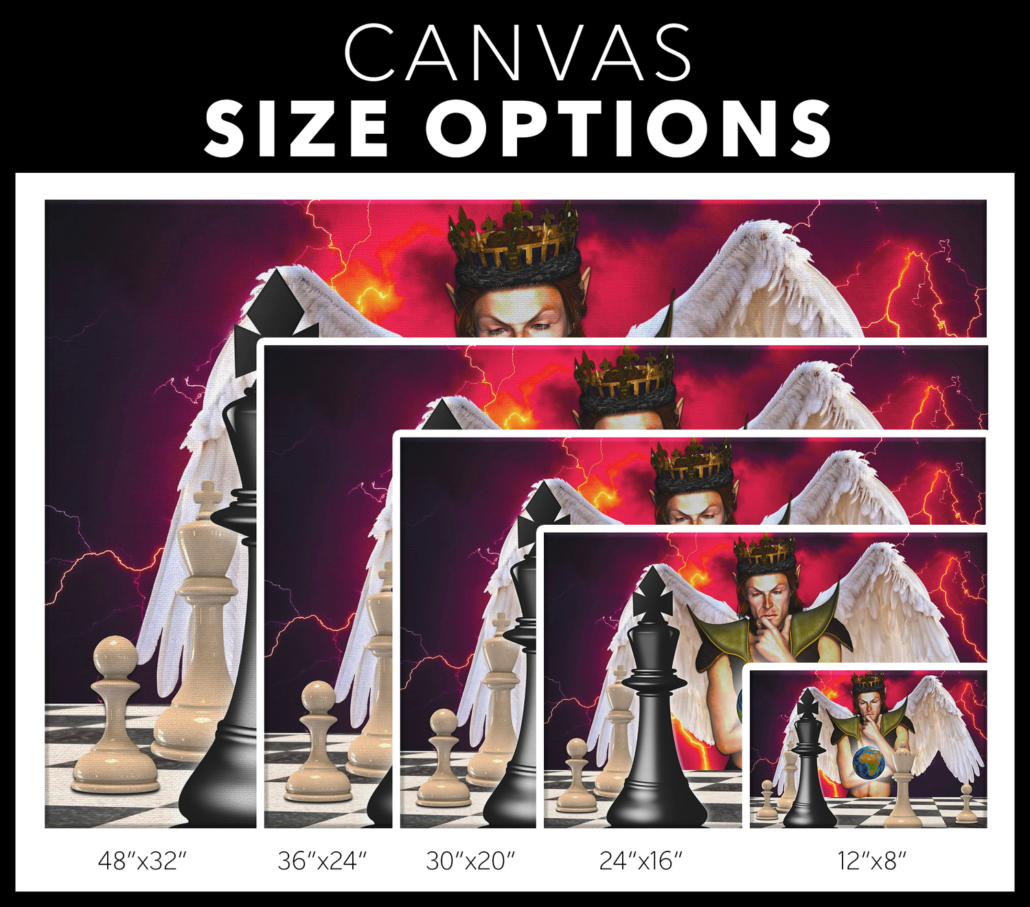 Angel earth chess - Rectangle Gallery Canvas Art