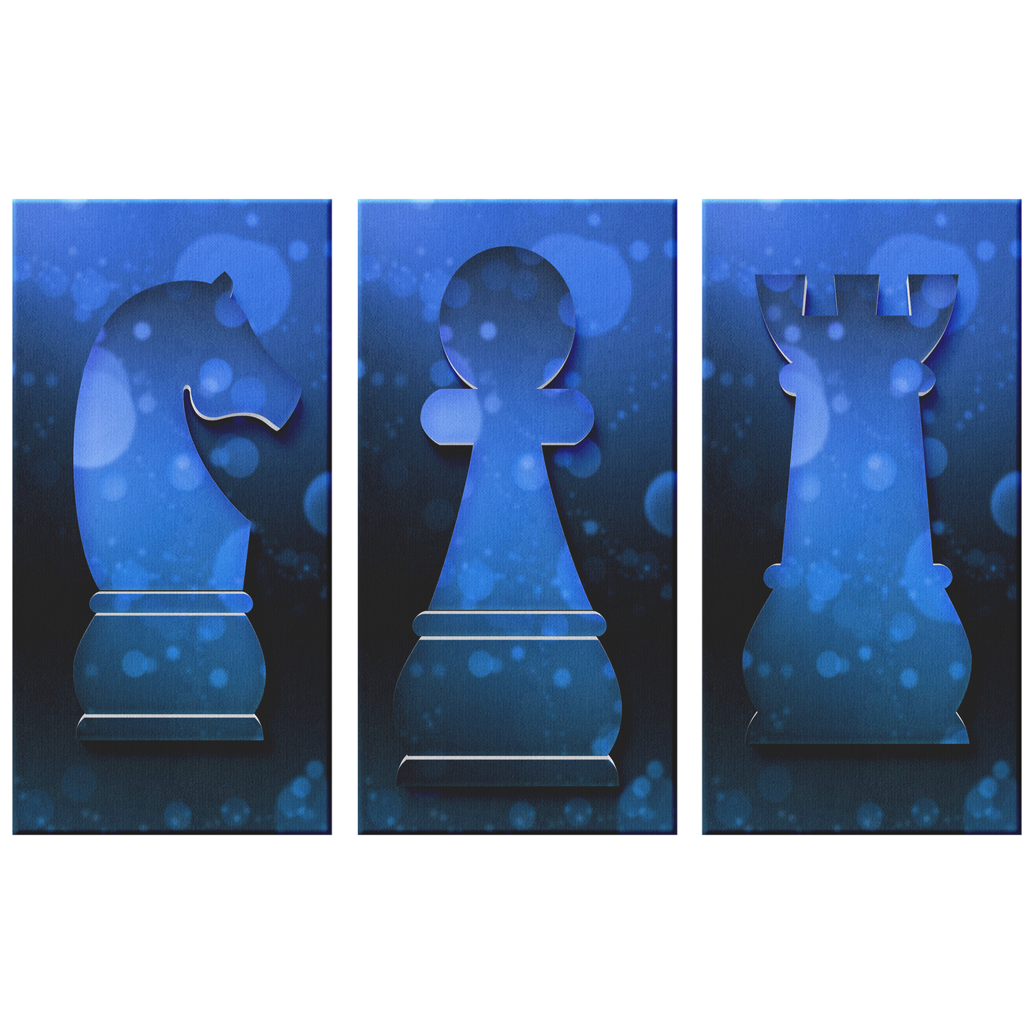 Knight, Pawn, Rook - 3 Piece Canvas wall art