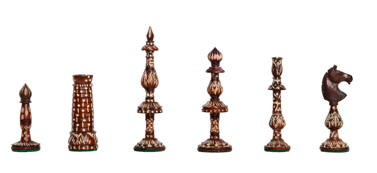 Carved Bone Bavarian Chess Pieces