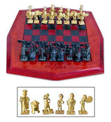 Tribal Warfare Brass and Leather Chess Set