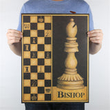Vintage chess kraft paper retro wall sticker art