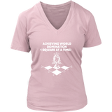 Achieving world domination one square at a time - District Womens V-Neck Chess T-Shirt