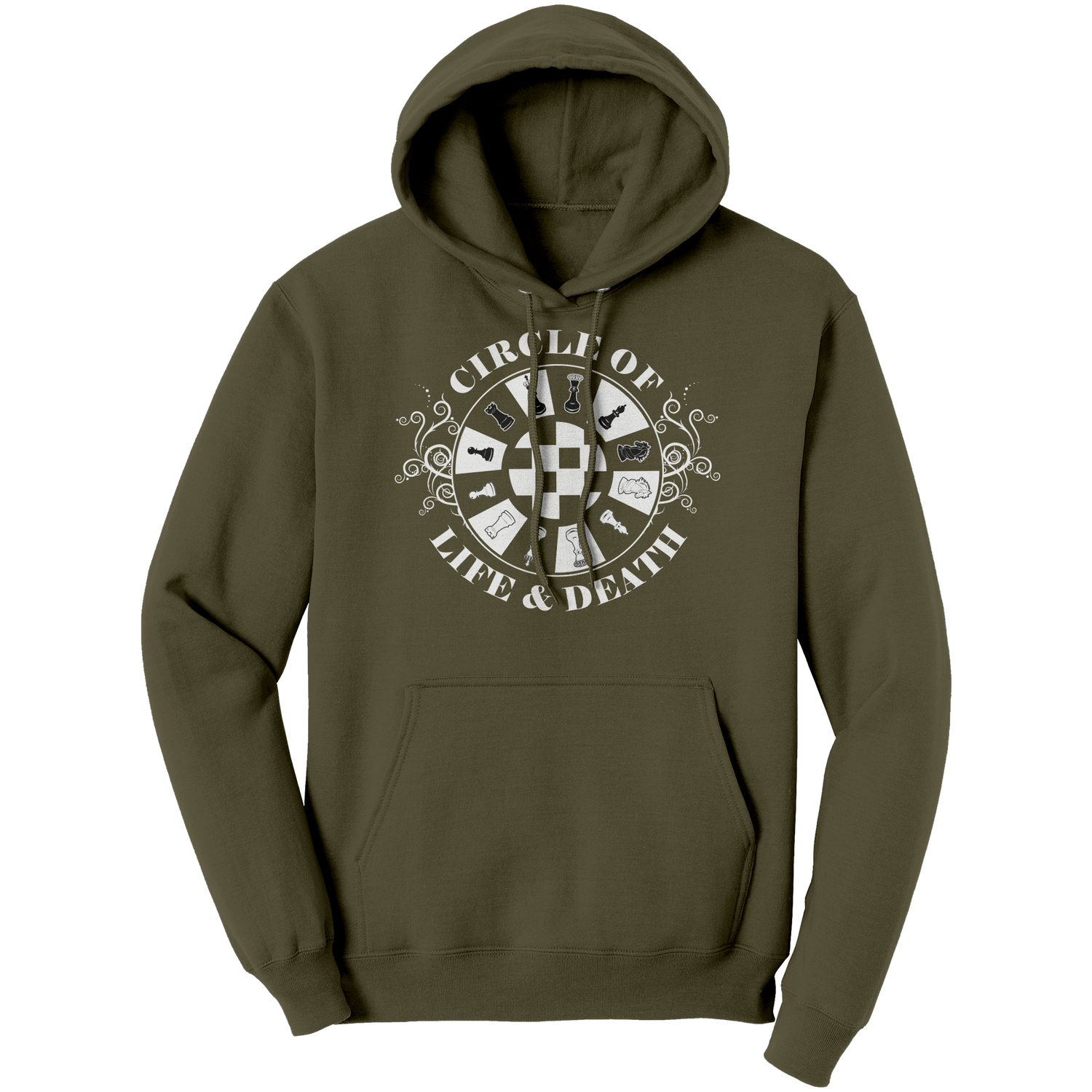 Chess_-_Circle_of_life_and_death__-_Unis_Olive_Green_Front_Mockup.png