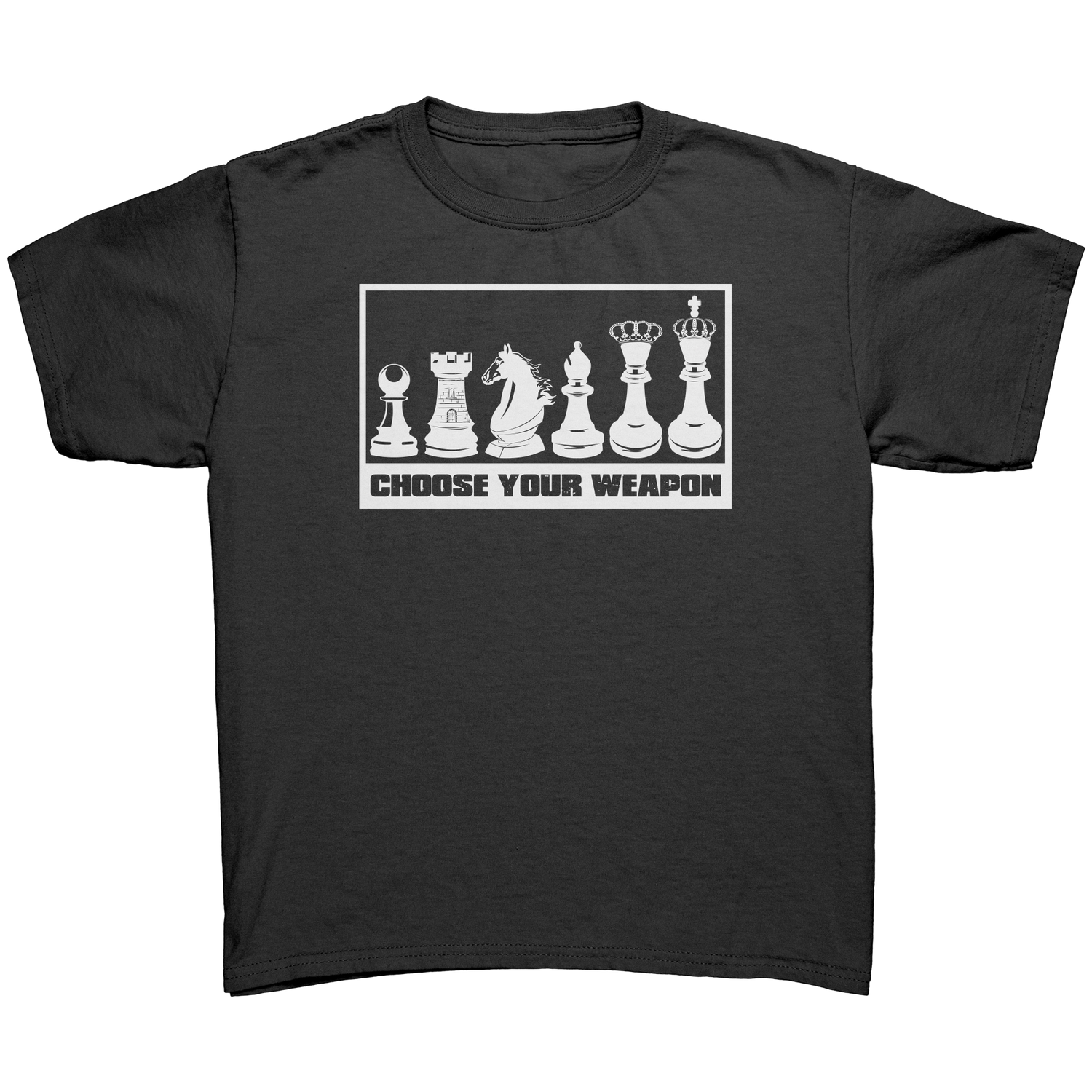 Choose_your_weapon_-_youth_chess_T-shirt_Black_Mockup.png