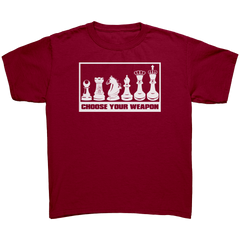 Choose_your_weapon_-_youth_chess_T-shirt_Cardinal_Mockup.png