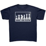 Choose_your_weapon_-_youth_chess_T-shirt_Navy_Mockup.png