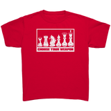 Choose_your_weapon_-_youth_chess_T-shirt_Red_Mockup.png