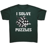 I_solve_puzzles_-_Youth_chess_T-Shirt_Forest_Green_Mockup.png