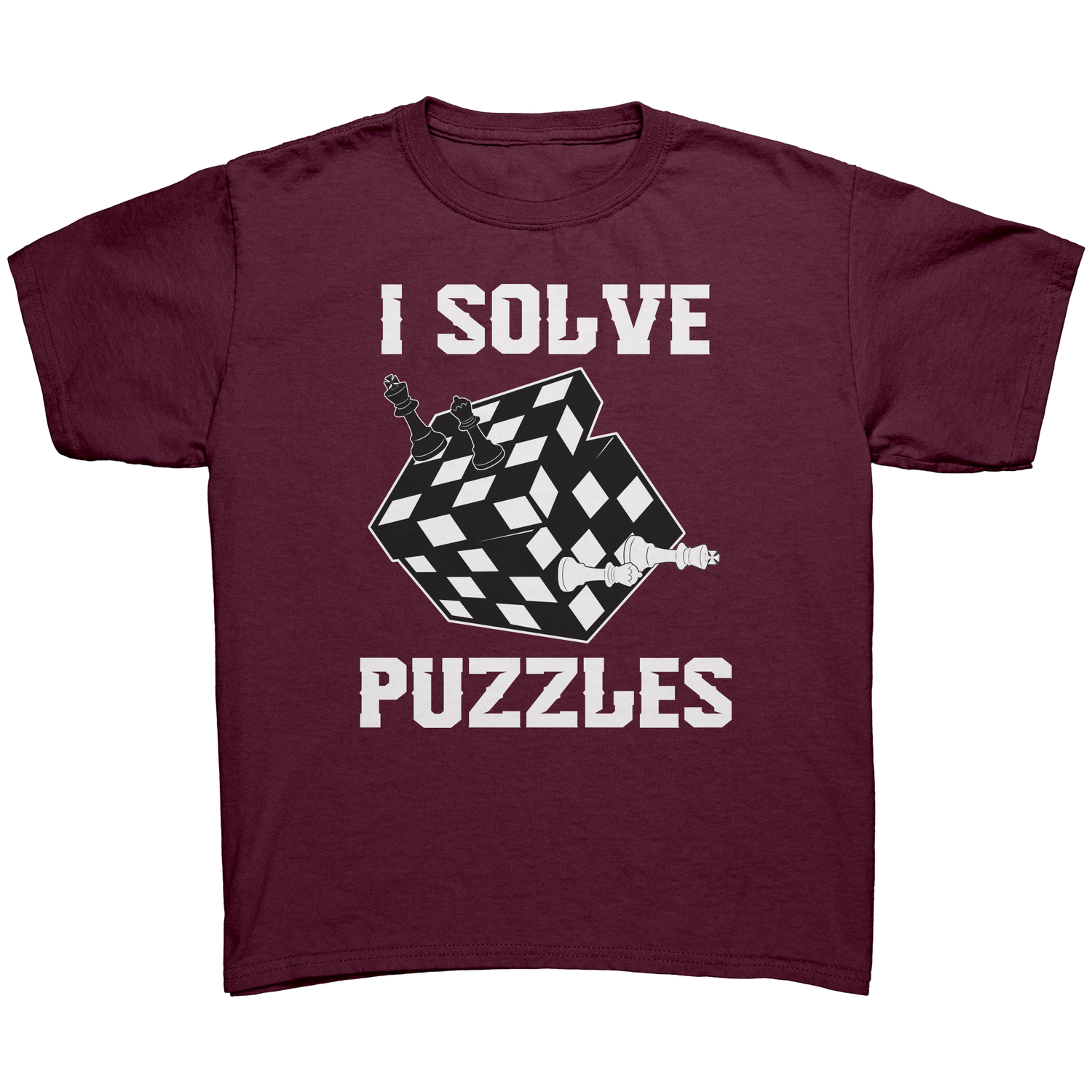 I_solve_puzzles_-_Youth_chess_T-Shirt_Maroon_Mockup.png