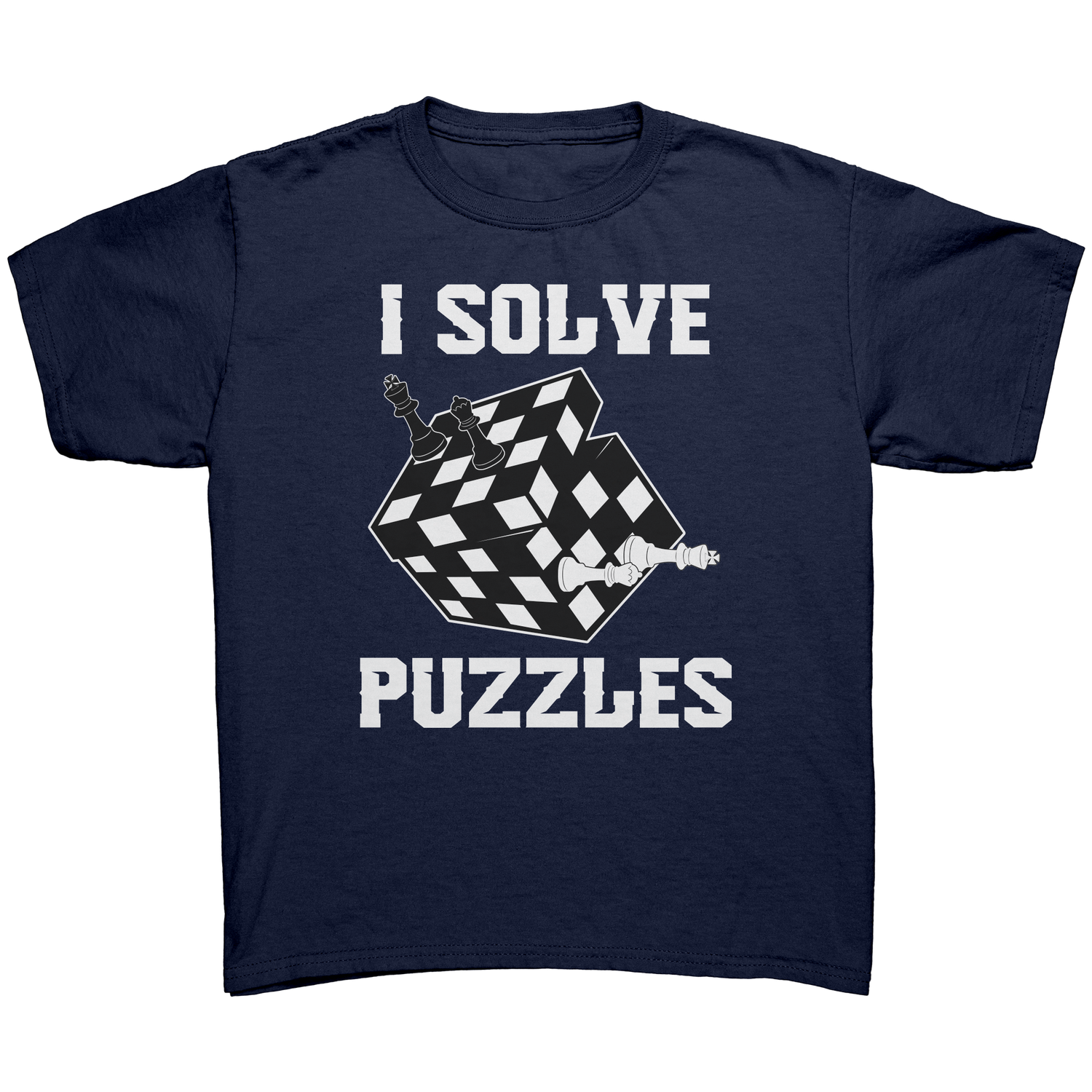 I_solve_puzzles_-_Youth_chess_T-Shirt_Navy_Mockup.png