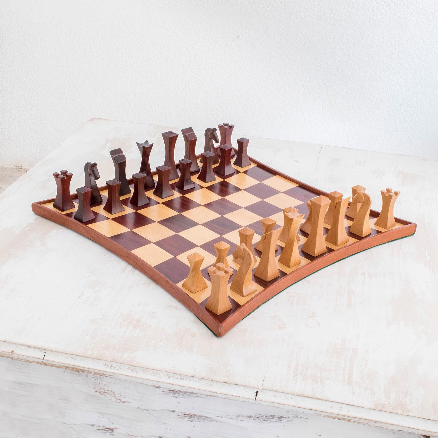 Hand-Crafted Tempisque and Rosewood Chess Set