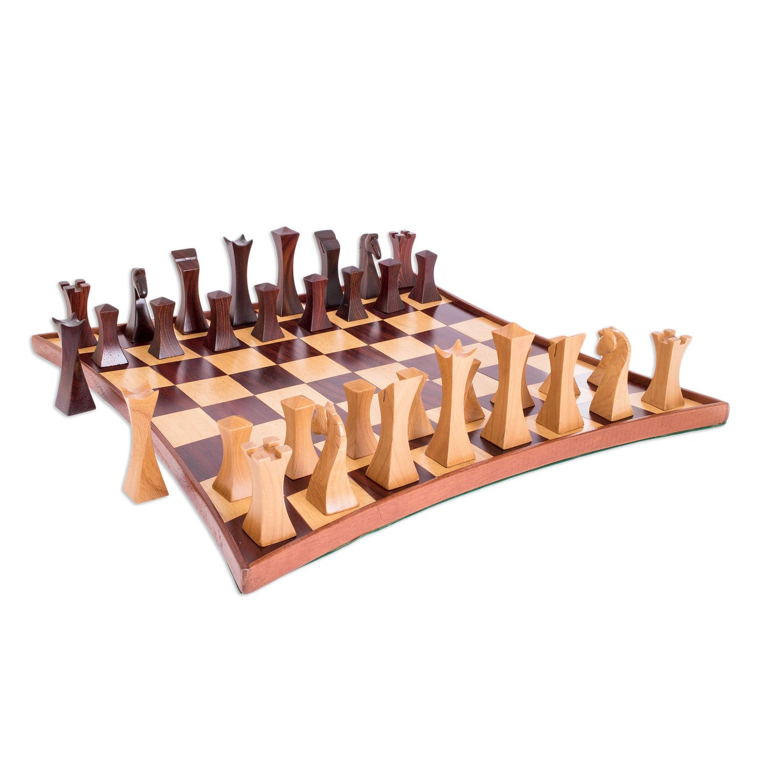 Hand-Crafted Tempisque and Rosewood Chess Set