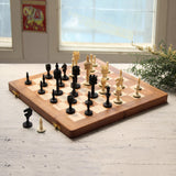 Hand-Carved Bone and Wood Travel Chess Set