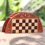 Handmade Crocodile Wood Traveling Chess Set