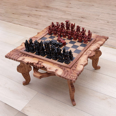 Wood chess set, "Ramayana"