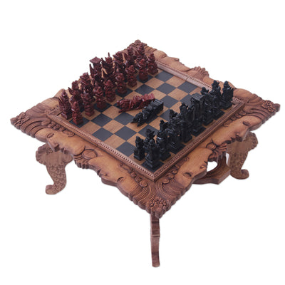 Wood chess set, "Ramayana"