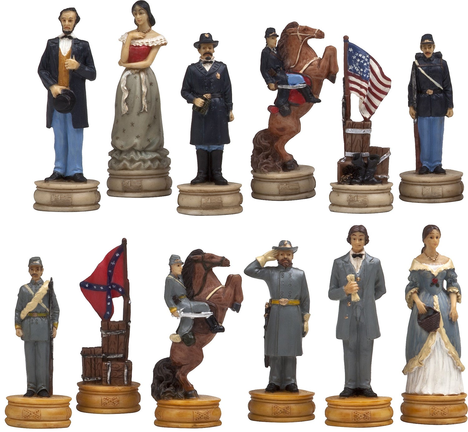 American Civil War Hand-Painted Chessmen – Quality Resin Figurines