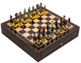 American Civil War Hand-Painted Chess Set with Deluxe Storage Board