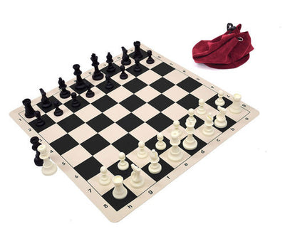 Silicone Pieces and Board Chess Set Combo (with Drawstring Bag)