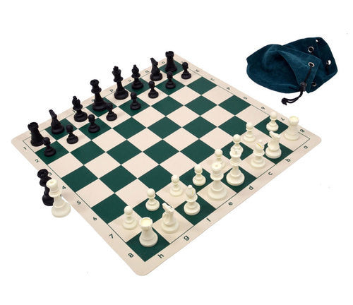 Silicone Pieces and Board Chess Set Combo (with Drawstring Bag)