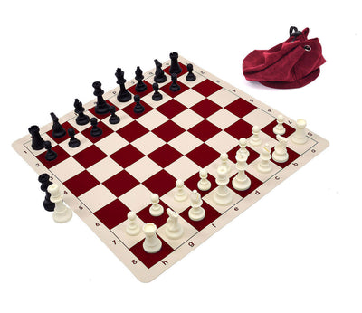 Silicone Pieces and Board Chess Set Combo (with Drawstring Bag)