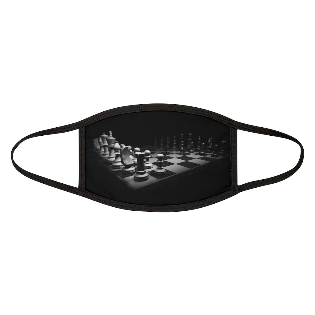 Black and white Chess board with pieces Mixed-Fabric Face Mask