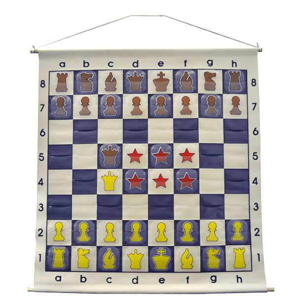 36" Wall hanging Chess Demo Board with Clear Pieces and Bag