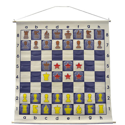 36" Wall hanging Chess Demo Board with Clear Pieces and Bag