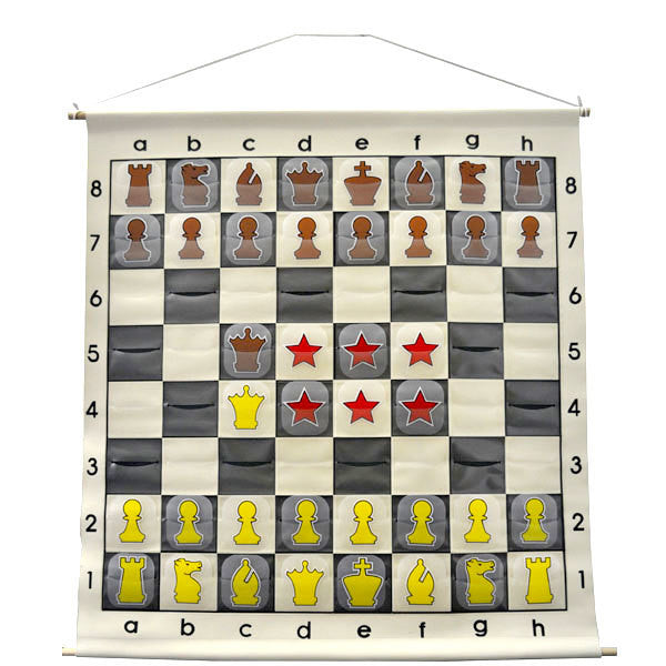 27" Wall hanging Chess Demo Board with Clear Pieces and Bag