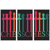 Chess connected colorful pieces - 3 piece canvas wall art