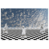 Infinite Chess board Women statue - Rectangle Gallery Canvas Art