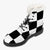 Black and White Chess board pattern Faux Fur Leather Boots