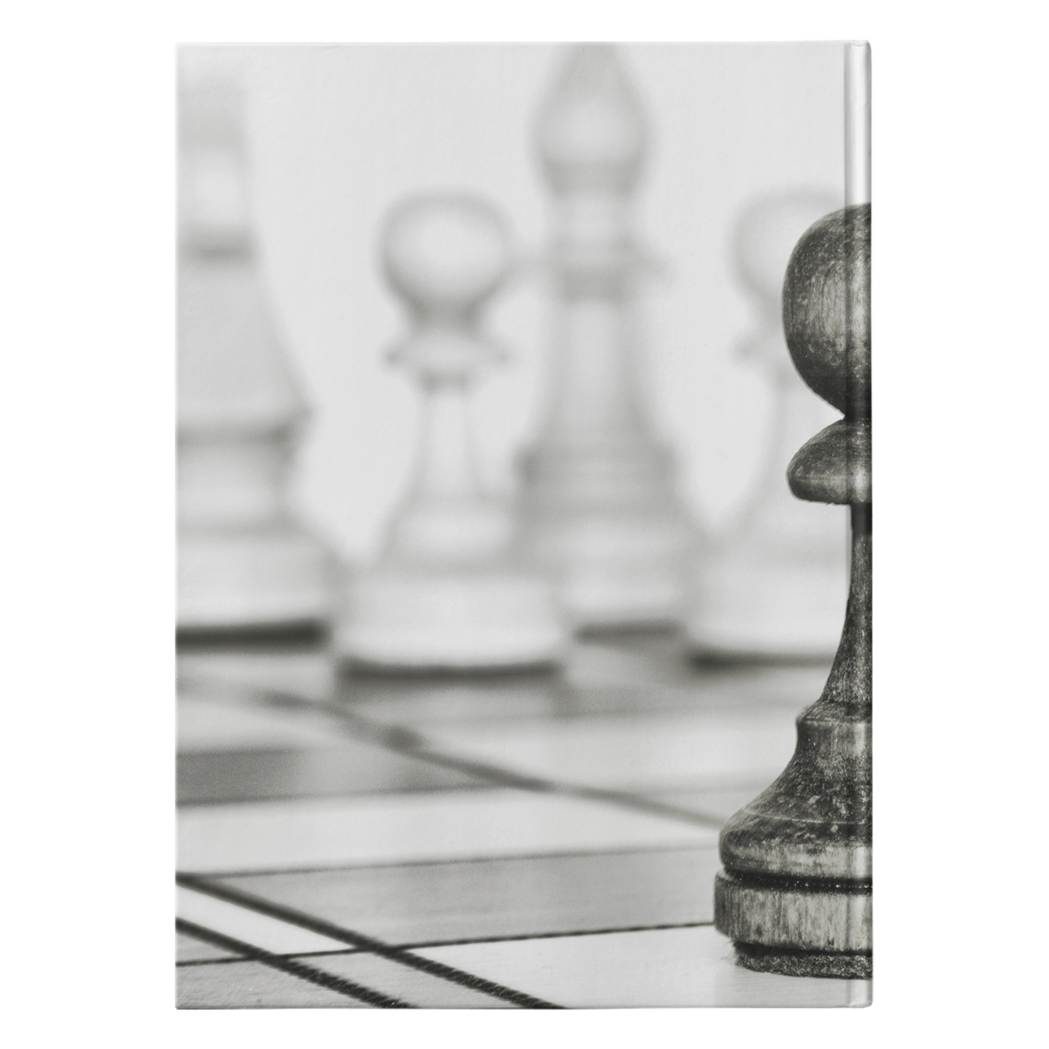 Wooden monochrome chess pieces hardcover journal