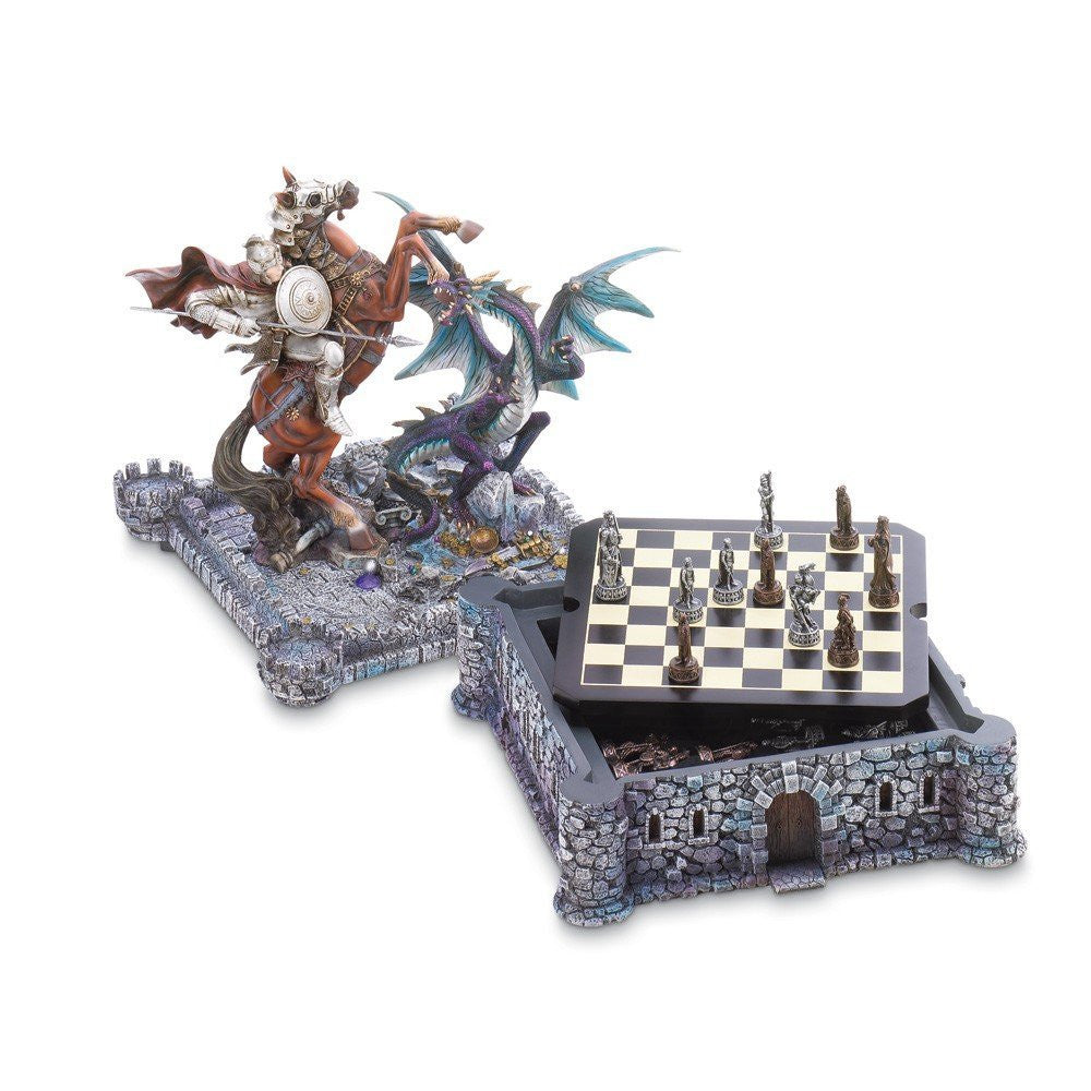 Medieval Dragons and Knights Chess Set