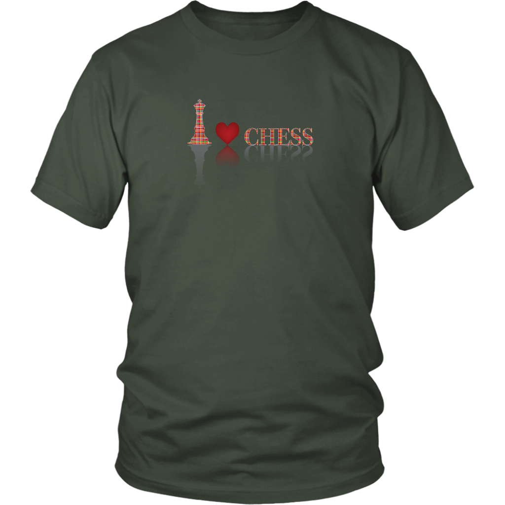 I heart Chess - I love Chess plaid reflective design - Adult Unisex T-Shirt