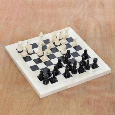 Handmade Bone and Horn Chess Set