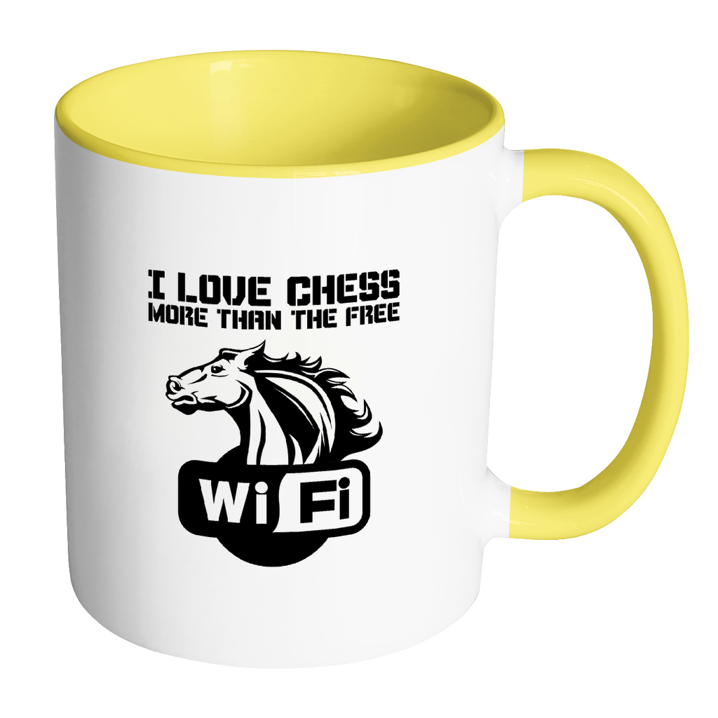 I love chess more than the free WiFi - Accent Mug