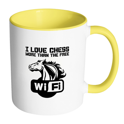 I love chess more than the free WiFi - Accent Mug