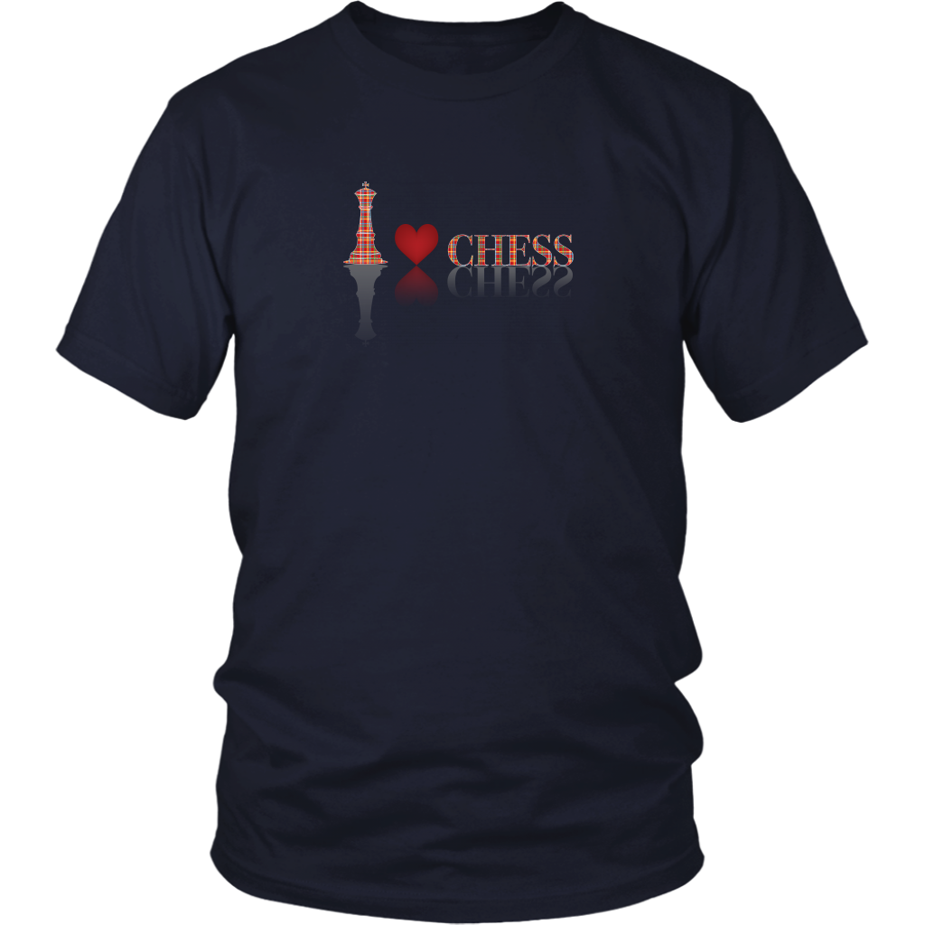 I heart Chess - I love Chess plaid reflective design - Adult Unisex T-Shirt