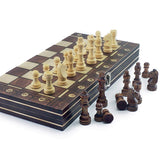 3 in 1 Magnetic Foldable chess, checkers and backgammon wooden board game set with Decorated and Marked borders