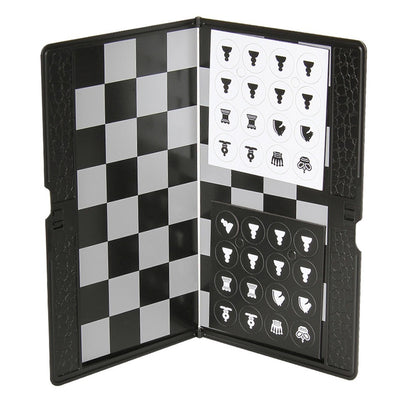 Thin Folding Travel Chessboard with Flat Magnetic Chess Pieces