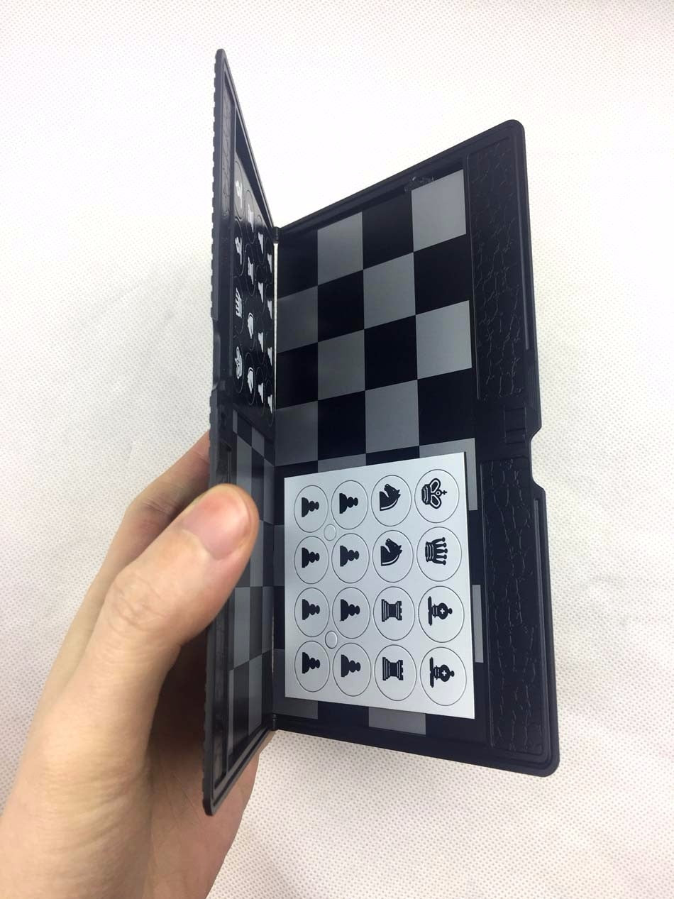 Thin Folding Travel Chessboard with Flat Magnetic Chess Pieces
