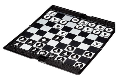 Thin Folding Travel Chessboard with Flat Magnetic Chess Pieces