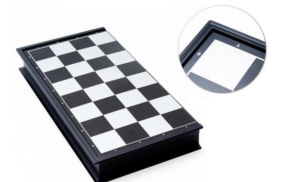 Folding Travel Chessboard with Golden and Silver Magnetic Plastic Chess Pieces