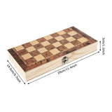 3 in 1 Foldable chess, checkers and backgammon wooden board game set