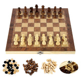 3 in 1 Foldable chess, checkers and backgammon wooden board game set