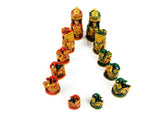 Painted Wood Small Maharaja Chess Pieces with Storage Box