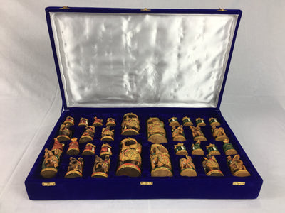 Painted Wood Maharaja Chess Pieces with Storage Box